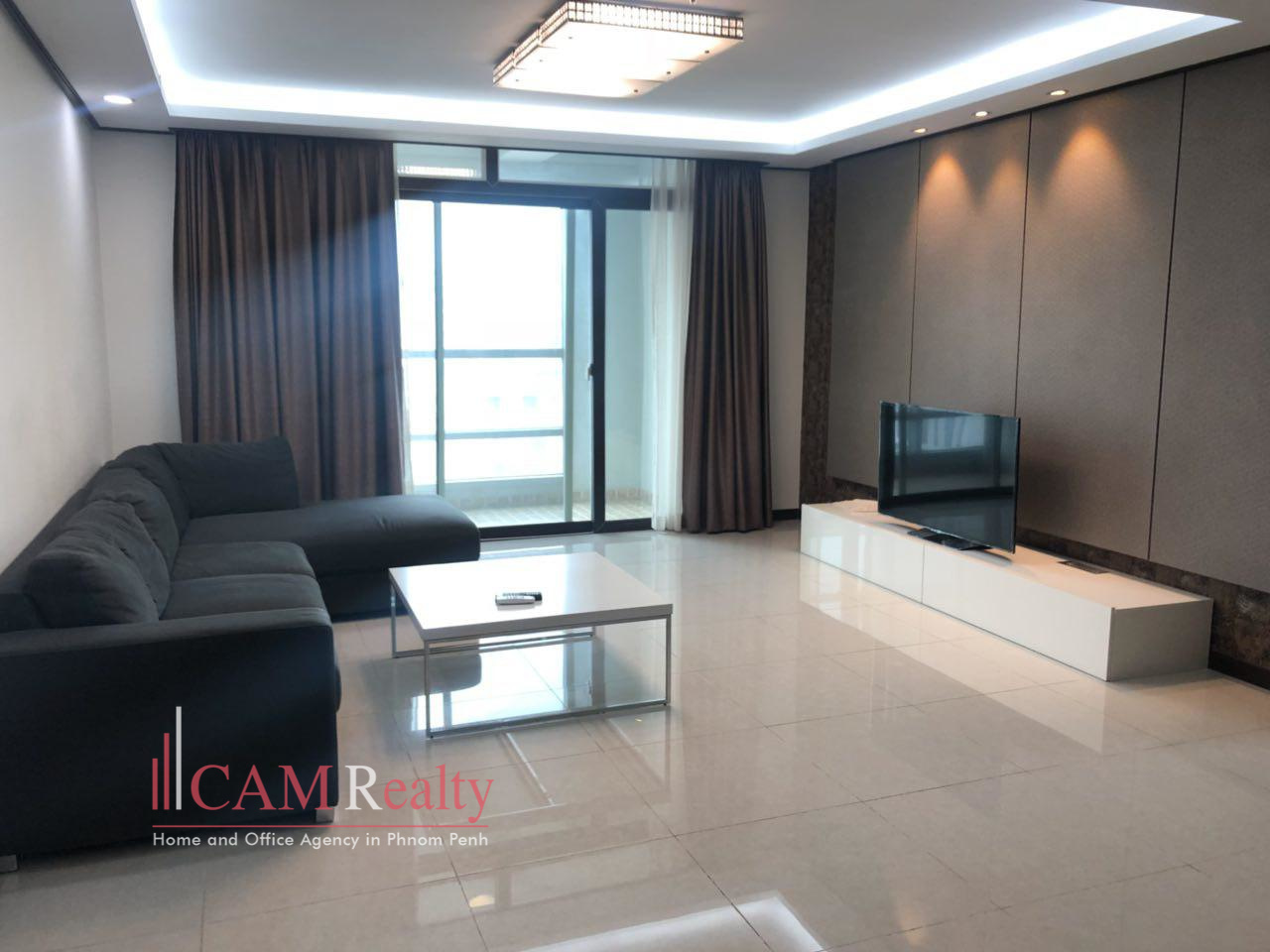 Middle of BKK1 area| Spacious 3 bedrooms serviced condominium for rent in Phnom Penh| Pool, gym, steam & sauna