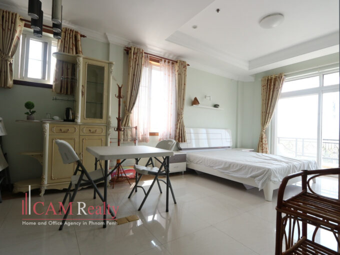 Studio serviced apartment for rent in Chroy Changvar area Phnom Penh